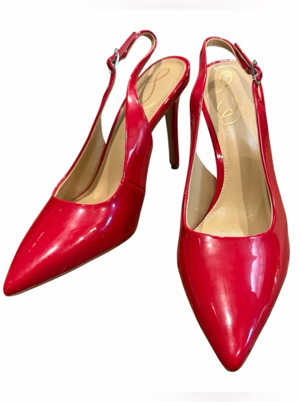 Sam Edelman Red Patent Slingback Pointed-Toe Heels